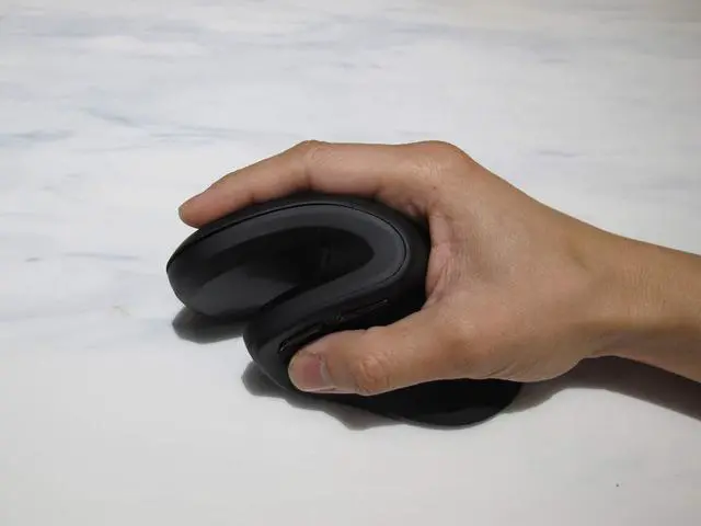 Alt view image 4 of 5 - MOJO Perfect Grip Dual Mode Silent Vertical Ergonomic Mouse - Bluetooth/Wireless Optical Mouse w/Adjustable Sensitivity and Quiet Buttons