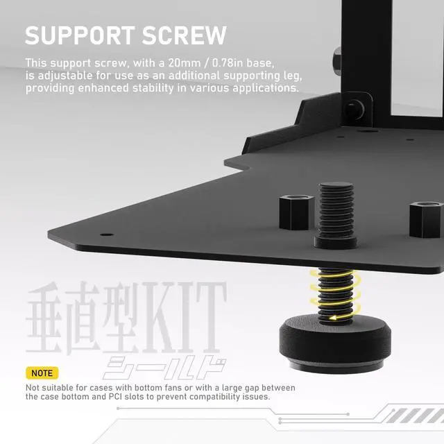 Alt view image 5 of 5 - EZDIY-FAB Vertical GPU Mount with High-Speed PCIE 4.0 Riser Cable, Shield Series, 115mm/4.52in Flexible Extension, 90 Degree Connector, Only Compatible to Full-Opened PCIe Slots-Black-YIHPI344