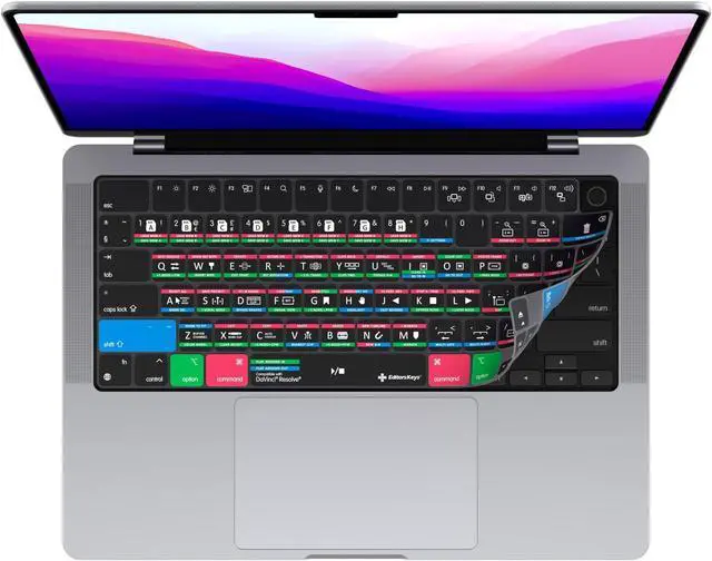 Alt view image 2 of 5 - Editors Keys Cover Designed for Davinci Resolve Keyboard Cover 14" & 16" MacBook Pro 2021+ M1-M3 Chip - Genuine Editors Keys - Will not fit Other Models