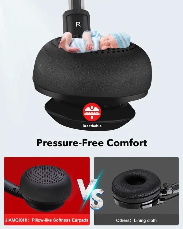 Alt view image 4 of 5 - JIAMQISHI USB Headset with Mic for PC, On-Ear Computer Laptop Headphones with Noise Cancelling Microphone in-line Control for Home Office Online Class Skype Zoom (USB+3.5mm, Black)