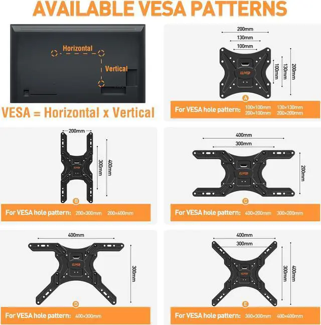 Alt view image 4 of 5 - ELIVED TV Wall Mount for Most 26-55 Inch TVs Single Stud Full Motion TV Mount with Universal Soundbar Mount Under TV