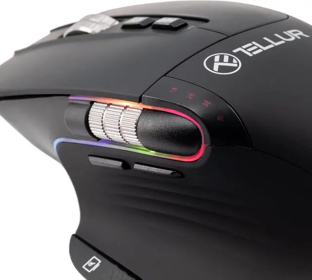 Alt view image 3 of 5 - TELLUR Shade Bluetooth Mouse Silent Click, Rechargeable, 3200DPI, 8 Buttons, 4 Devices Simultaneously, Wireless Mouse with Silent Click, Win, Mac, Android, iOS, USB C, Nano Receiver