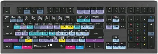 Main image of Logickeyboard Backlit 'Astra2' Designed for Editing in Blackmagic's Davinci Resolve on Mac  p/n LKB-RESB-A2M-US