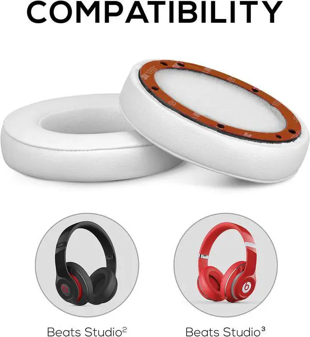 Alt view image 2 of 5 - Premium Thick Earpads for Beats Studio 2, 3 Wired & Wireless Headphones (B0500, B0501), Soft & Comfortable Memory Foam, Fast Install, White by Brainwavz