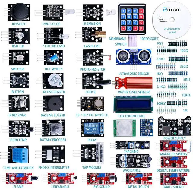 Alt view image 5 of 5 - ELEGOO UNO Project Super Starter Kit & ELEGOO Upgraded 37 in 1 Sensor Modules Kit