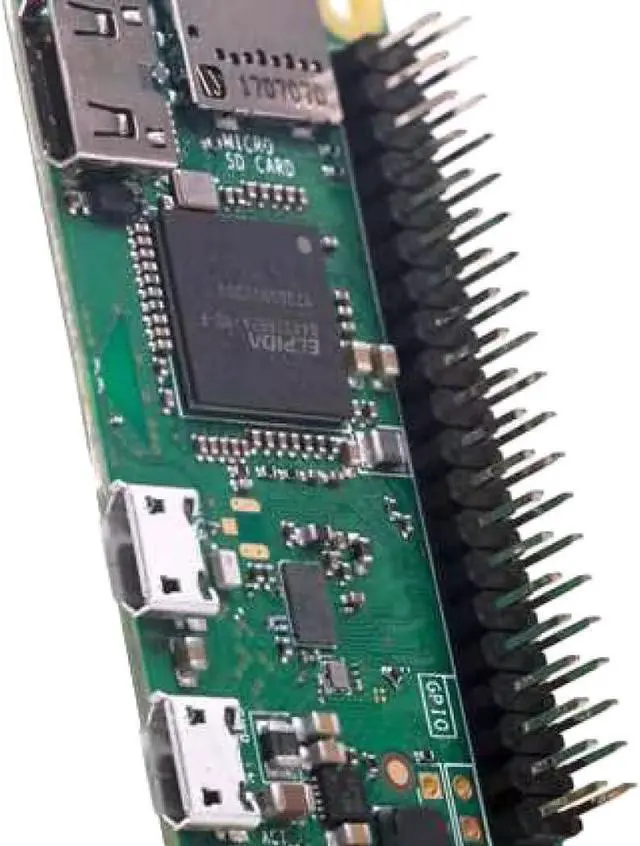 Alt view image 2 of 3 - Raspberry Pi Zero WH, WiFi/Bluetooth 4.1, Bluetooth Low Energy, HAT Compatible 40-pin Header, CSI Camera Connector, USRT, SPI, I2C, with headers