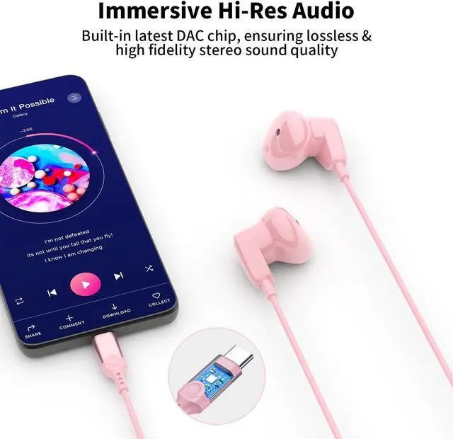 Alt view image 4 of 5 - ACAGET 2 Pack USB C Earbuds for Samsung Galaxy S24 S23 S22 Ultra, Noise Cancelling Type C Headphones for iPhone 15 Pro Max iPad Pro Google Pixel 8 Pro 7 7A 6A HiFi Stereo Wired Earphones with Mic