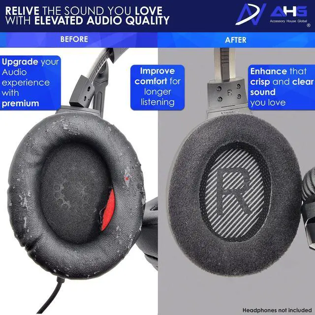 Alt view image 4 of 5 - AHG Upgrade Replacement Hybrid Cloud Stinger Ear Pads Cushions and Headband Cover. Compatible with Kingston HyperX Cloud Stinger Headset. Premium Protein Leather and Velour | Thick AHG FlexiSoft Foam