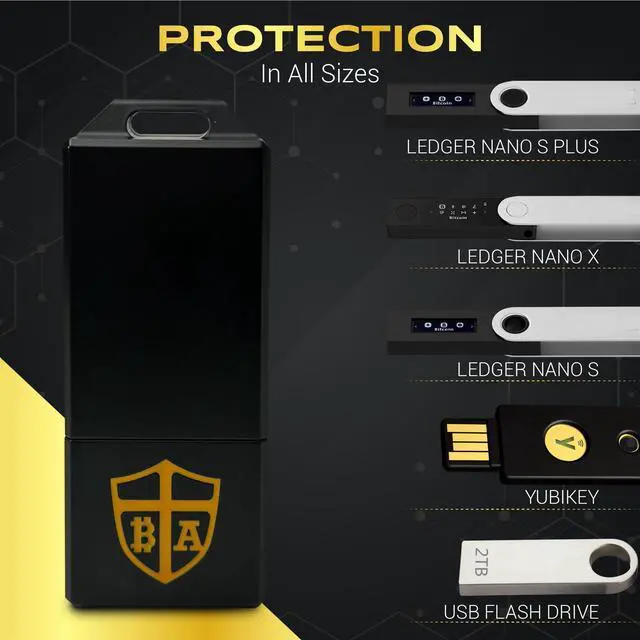 Alt view image 3 of 5 - BitArmor Case - Protective Case for Ledger Nano X, S, S Plus | Water, Fire & Shock Resistant Hardware Crypto Currency Cold Storage Wallet Bitcoin Ethereum XRP Holder | USB Drive, Yubikey (Black)