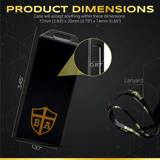 Alt view image 4 of 5 - BitArmor Case - Protective Case for Ledger Nano X, S, S Plus | Water, Fire & Shock Resistant Hardware Crypto Currency Cold Storage Wallet Bitcoin Ethereum XRP Holder | USB Drive, Yubikey (Black)