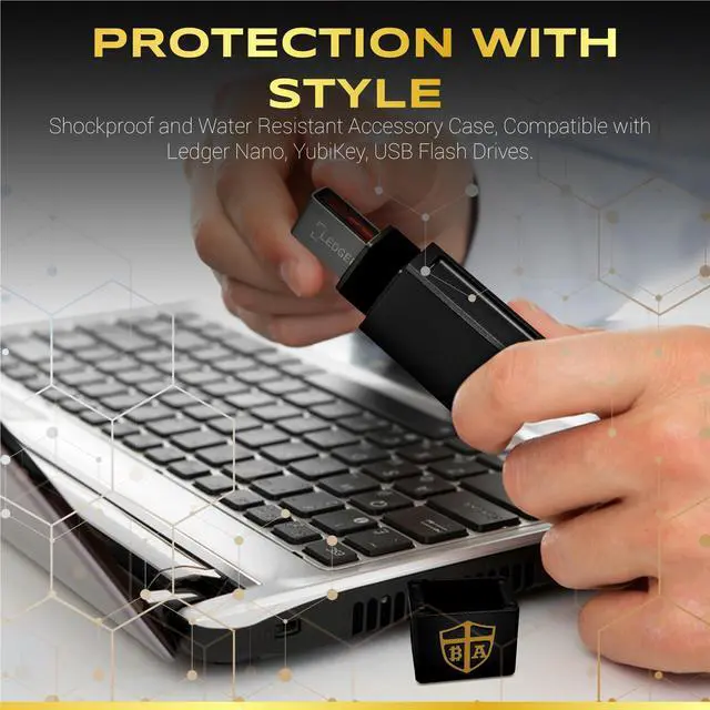 Alt view image 2 of 5 - BitArmor Case - Protective Case for Ledger Nano X, S, S Plus | Water, Fire & Shock Resistant Hardware Crypto Currency Cold Storage Wallet Bitcoin Ethereum XRP Holder | USB Drive, Yubikey (Black)