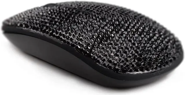 Alt view image 3 of 5 - Luxury Bling Dazzling Rechargeable 2.4G Wireless Mouse Covered with Crystal Diamond Rhinestone - Black