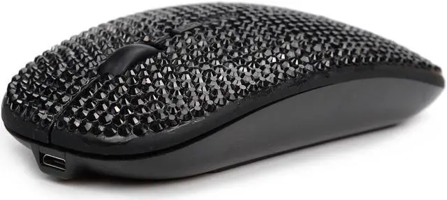 Alt view image 2 of 5 - Luxury Bling Dazzling Rechargeable 2.4G Wireless Mouse Covered with Crystal Diamond Rhinestone - Black