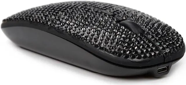 Alt view image 5 of 5 - Luxury Bling Dazzling Rechargeable 2.4G Wireless Mouse Covered with Crystal Diamond Rhinestone - Black