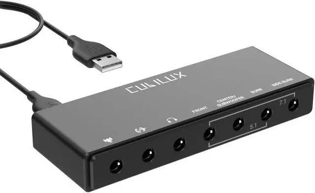 Main image of Cubilux 7.1 USB Surround Sound Card- 48KHz-384KHz Sample Rate for Headphones, Full Aluminum Alloy USB A External Sound Card for Laptop PC-Supports Line-in & Stereo Mic in