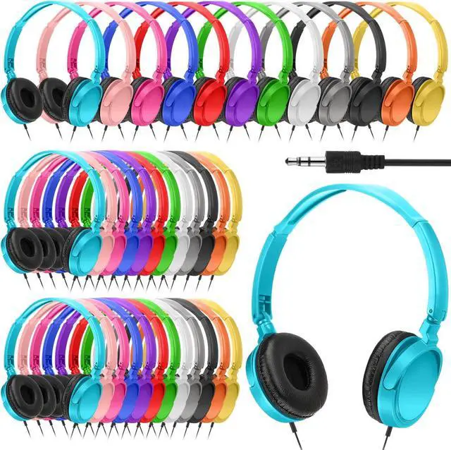 Main image of Geiserailie 36 Pack Classroom Headphones for Students in Bulk 12 Multi Colored Children On Ear Headset for Schools, Libraries, Computer Lab, Testing Centers