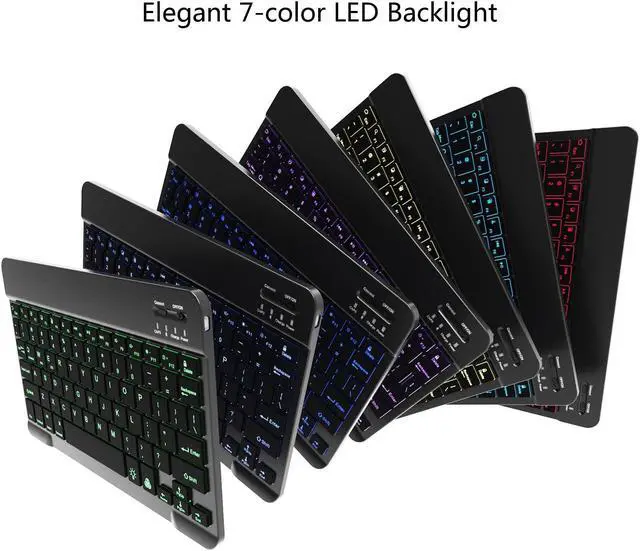Alt view image 2 of 5 - 7 Color Backlit Bluetooth Keyboard and Mouse Combo for iPad A16 11th 10th Gen iPad Pro Mini Air iPhone, iPadOS 13 or Later, Slim Rechargeable Android Tablet Phone Wireless Mouse Keyboard (Black)
