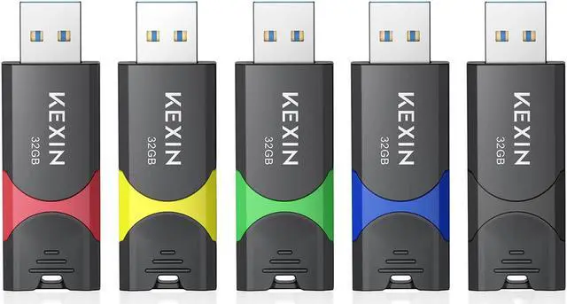 Main image of KEXIN 32GB Flash Drive 5 Pack 3.0 Thumb Drive USB Flash Drive USB 3.0 Memory Stick 32G Thumb Drives Jump Drive Data Storage (32GB, 5 Mixed Colors)