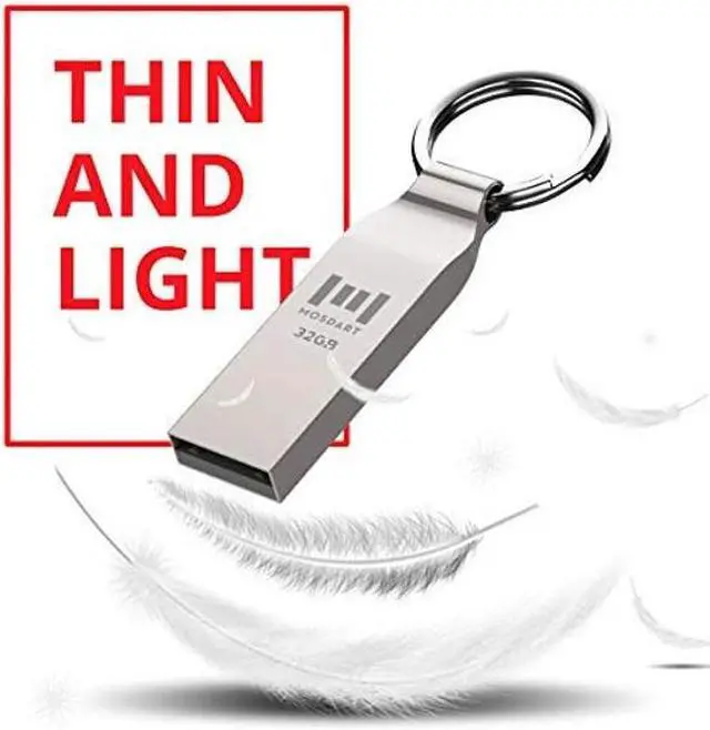Alt view image 2 of 5 - MOSDART Waterproof 32GB USB2.0 Flash Drive, FAT32 Metal Memory Stick with Keychain, for System Back, Data Storage, Silver(Pack of 10)