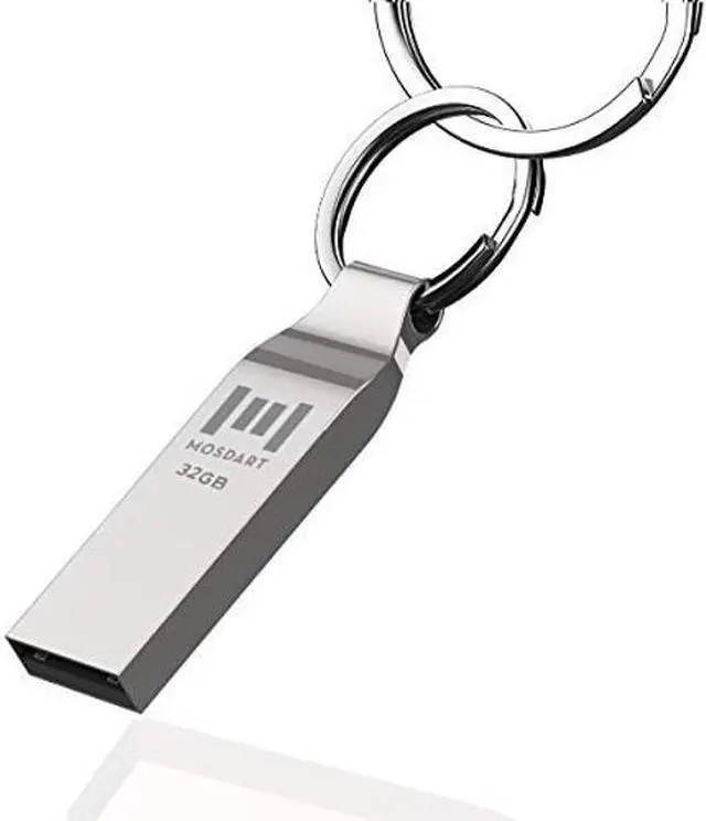 Alt view image 4 of 5 - MOSDART Waterproof 32GB USB2.0 Flash Drive, FAT32 Metal Memory Stick with Keychain, for System Back, Data Storage, Silver(Pack of 10)