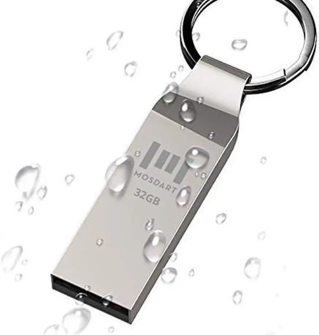 Alt view image 5 of 5 - MOSDART Waterproof 32GB USB2.0 Flash Drive, FAT32 Metal Memory Stick with Keychain, for System Back, Data Storage, Silver(Pack of 10)