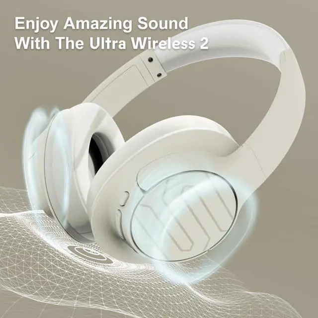 Alt view image 5 of 5 - Soul Ultra Wireless 2 - Wireless Over Ear Bluetooth Headphones, Foldable Design with Comfortable Protein Earpads,USB-C Quick Charging, 65 hrs Playtime,Low Latency,Deep Bass,for Travel,Sport,Gym -Beige