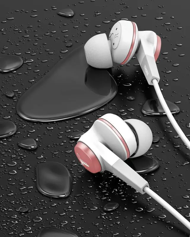 Alt view image 4 of 5 - Thore iPhone Earphones (Apple MFi Certified) V120 in Ear Wired Lightning Earbuds (Sweat/Water Resistant) Headphones with Mic/Volume Remote for iPhone 12/13/14 Pro Max - Rose Gold