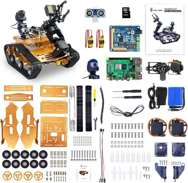 Alt view image 5 of 5 - XiaoR Geek Raspberry Pi Smart WiFi Robot Car Kit, with 2DOF Hd Camera 4DOF Robotic Arm Tank Chassis Kit, Remote Control Programmable AI Vehicle Toy Controlled by Android/iOS App PC