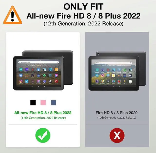 Alt view image 2 of 5 - Rugged Case for Amazon-Kindle-Fire-HD-8 & 8 Plus Tablet (12th Generation, 2022) 8 w/ 360° Rotating Hands-Free Kickstand, Full Body Armor Heavy Duty Shock-Proof Cover w/Hand/Shoulder Strap(Black)