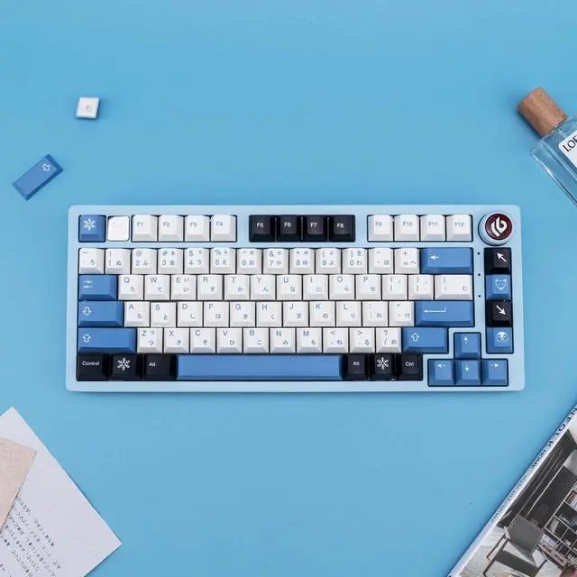 Alt view image 5 of 5 - GEKUCAP PBT Keycaps - 129 Keys Arctic Keycaps Dye-Sublimation Blue White Set for Gateron Kailh Cherry MX Switch Mechanical Keyboards
