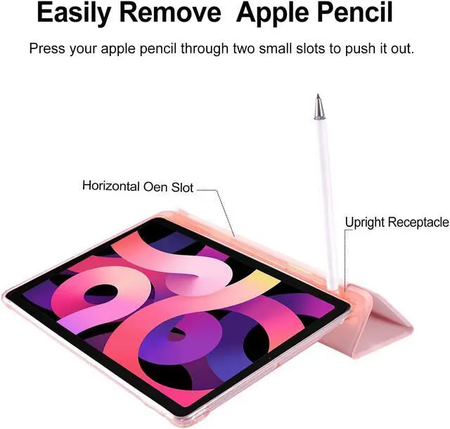 Alt view image 4 of 5 - Cute Kawaii Duck for iPad 7th/8th/9th Generation Case with Pencil Holder, Auto Sleep/Wake, Pink Leather with Clear Soft TPU Back Cover for iPad 10.2 Inch 2019/2020/2021