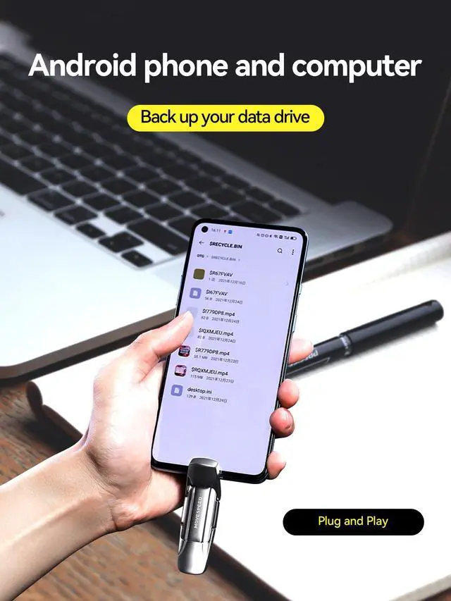 Alt view image 3 of 5 - MOVE SPEED 256GB USB 3.2 Solid State Flash Drive 400MB/s High Speed Type C USB Drive USB Gen 2 Thumb Drive Compatible with iPhone 15, 16 Series/Android Phone/MacBook/Audio/Smart TV