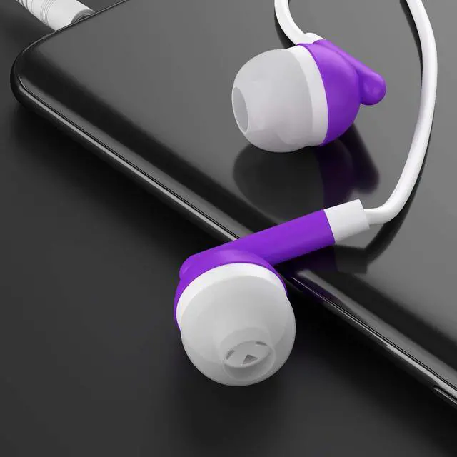 Alt view image 5 of 5 - Maeline Bulk Earbuds with 3.5 mm Headphone Plug - 100 Pack - Purple