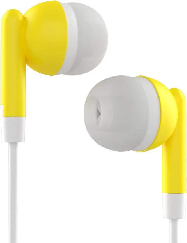 Alt view image 3 of 5 - Maeline Bulk Earbuds with 3.5 mm Headphone Plug - 100 Pack - Yellow