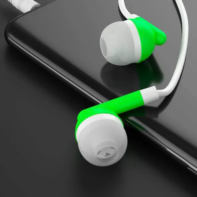 Alt view image 5 of 5 - Maeline Bulk Earbuds with 3.5 mm Headphone Plug - 100 Pack - Green
