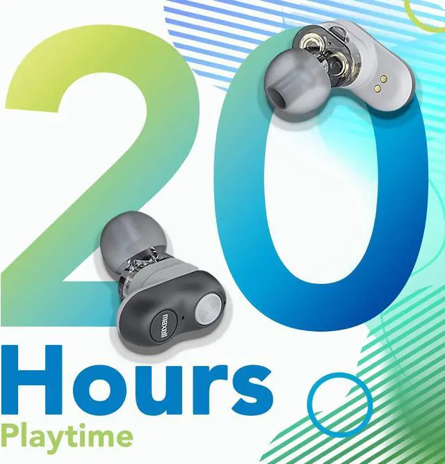 Alt view image 3 of 5 - Maxell  199652, Experience High-Fidelity Sound with Dual-Driver True Wireless Earbuds - Featuring Bluetooth 5.0, 20 Hours of Playtime, Pro Noise Cancelling and IPX3 Water Resistance - Black/Grey
