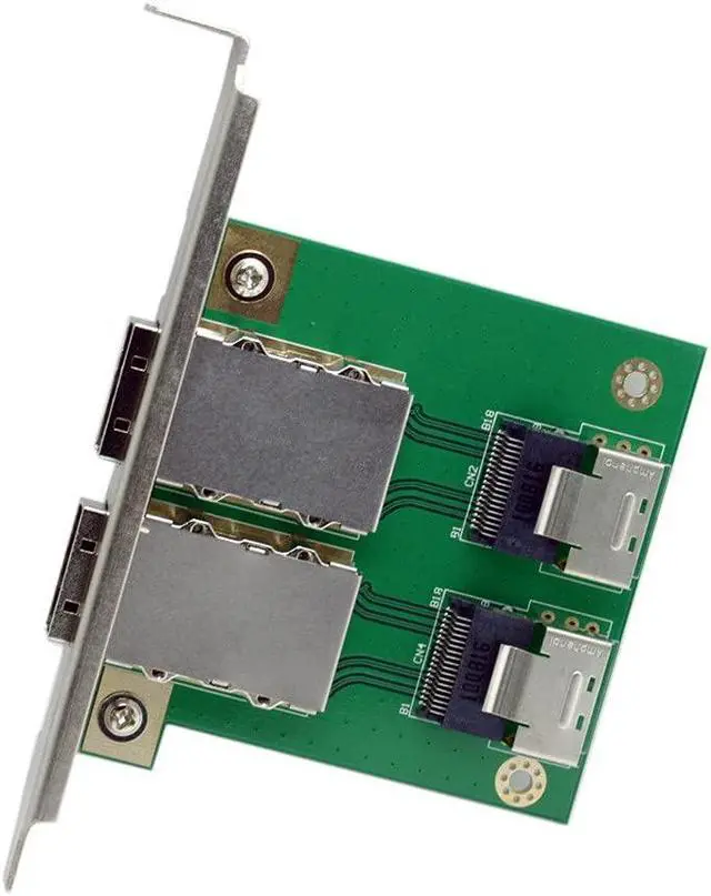 Alt view image 2 of 5 - Xiwai Dual Ports Mini SAS SFF-8088 to SAS 36Pin SFF-8087 PCBA Female Adapter with PCI Bracket