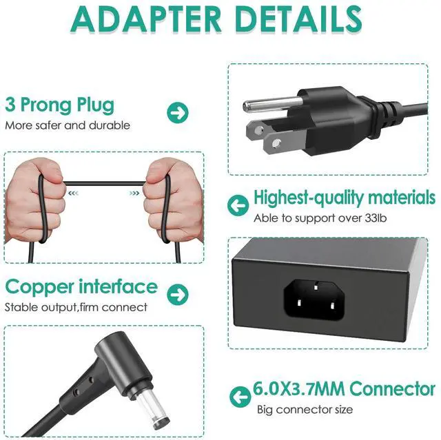 Alt view image 3 of 5 - Laptop Charger for ASUS Rog Zephyrus F15 FX505GT-BI5N7 AB73 FX506LH-AS51 FX505DT-AH51 EB73 FX505DU-AL042T MB53 WB72 FX505DY-ES51 WH51 FX505DD-BQ054 DR5N6 Power