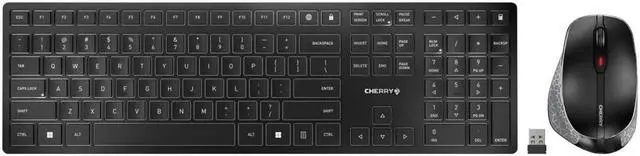 Main image of CHERRY DW 9500 Slim Wireless Desktop Keyboard and Mouse Combo, Extra Flat Thin Design with Ergo Friendly Mouse Companion. Bluetooth or USB Receiver.