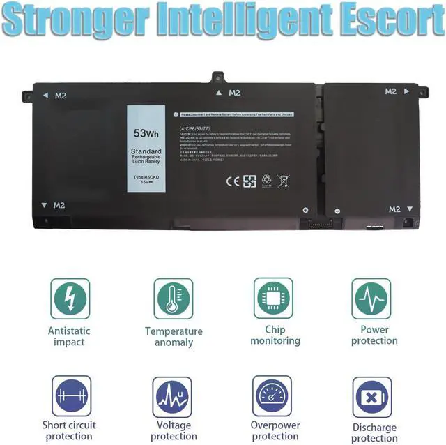Alt view image 3 of 5 - H5CKD Battery 53Wh 15V for Dell Latitude 3410 3510, Inspiron 5300 5301 5401 5402 5408 5409 5501 5502 5509, 5400 5406 7405 2-in-1, 7300 2-in-1 Silver, Vostro 5300 5401 5501, JK6Y6 9077G 7T8CD Notebook