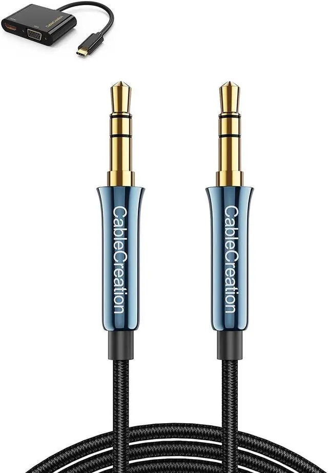 Main image of CableCreation Aux Cord for Car Bundle with USB C to HDMI VGA Adapter