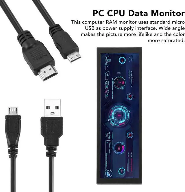 Alt view image 3 of 5 - USB Mini Screen PC CPU HDD Data Monitor, 7.9 Inch CPU Hardware Temperature Monitor External Expansion Display for PC ARGB Computer Case Secondary Screen