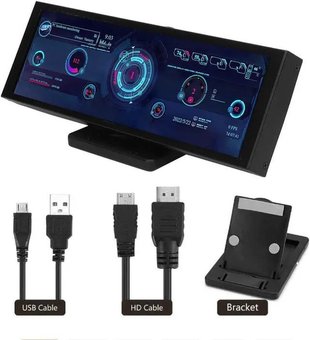 Alt view image 4 of 5 - USB Mini Screen PC CPU HDD Data Monitor, 7.9 Inch CPU Hardware Temperature Monitor External Expansion Display for PC ARGB Computer Case Secondary Screen