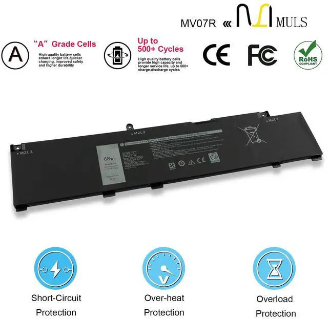 Alt view image 4 of 5 - MULS 68Wh MV07R Laptop Battery Compatible with Dell G3 15 3500 3590 3700 3790 G5 15 5500 5505 266J9 0JJRRD 0415CG C9VNH 0PN1VN 0M4GWP 15.2V 4250mAh 4 Cell