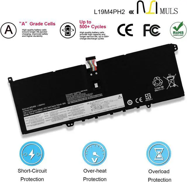 Alt view image 4 of 5 - 60Wh L19M4PH2 L19C4PH2 Laptop Battery for Lenovo Yoga 9 14ITL5 82BG 9-14ITL5-82BG001EIX 9-14ITL5-82BG00B2TW 9-14ITL5-82BG002VTW 9-14ITL5-82BG0056MX 9-14ITL5-82BG00ACGE 9-14ITL5-82BG00CEAX C950 7.68V