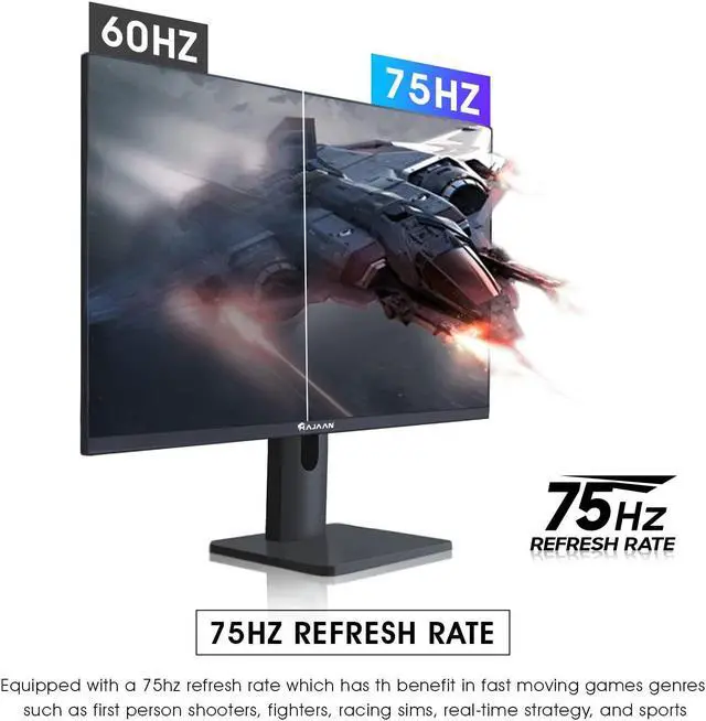 Alt view image 4 of 5 - HAJAAN 27" Inch FHD 1080p IPS Computer Monitor, 75 Refresh Rate, Best for Office & Home, Ergonomic Tilt HDMI, VGA Ports | Monitor for PC, Wall Mountable (S2723i)- Black