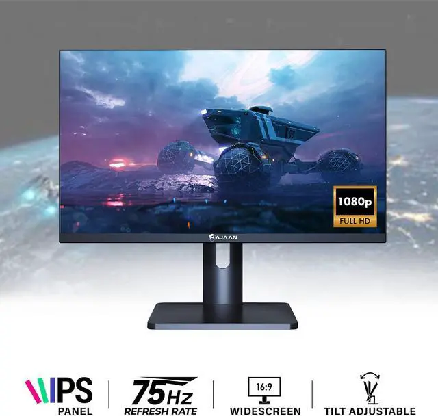 Alt view image 3 of 5 - HAJAAN 27" Inch FHD 1080p IPS Computer Monitor, 75 Refresh Rate, Best for Office & Home, Ergonomic Tilt HDMI, VGA Ports | Monitor for PC, Wall Mountable (S2723i)- Black