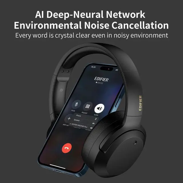 Alt view image 3 of 5 - Edifier W820NB Plus Over-Ear Active Noise Cancelling Headphones, Clear Calls with Deep Noise Reduction,Bluetooth Headphones with LDAC for Hi Res Wireless Audio Comfortable Fit,Bluetooth 5.2, Blue