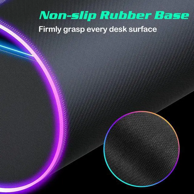 Alt view image 3 of 5 - RGB LED Mouse Pad with 15W Wireless Charger Gaming Mouse Pad with 10 Light Modes, Extra Large Mousepad Non-Slip Rubber Base Computer Keyboard Mat for Men