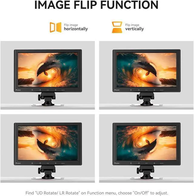 Alt view image 3 of 5 - Eyoyo 10 Inch Mini Monitor - 1024x600 Small Computer Screen with HDMI VGA AV USB Input for Security, LCD PC, Home, Office, POS Systems, Car